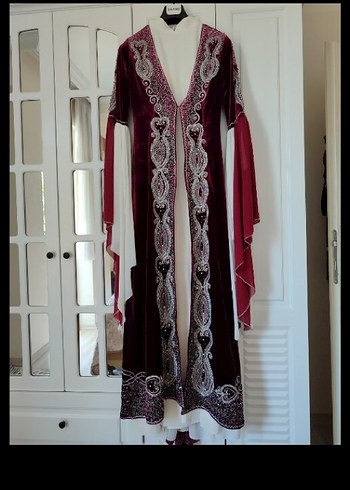 Bordo Nakışlı Uzun Bohem Kadın Bindallı