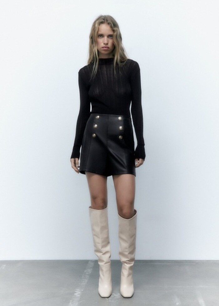 Suni deri şort - Görsel 2