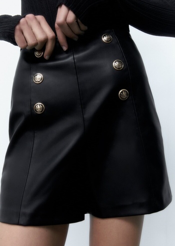 Suni deri şort - Görsel 3