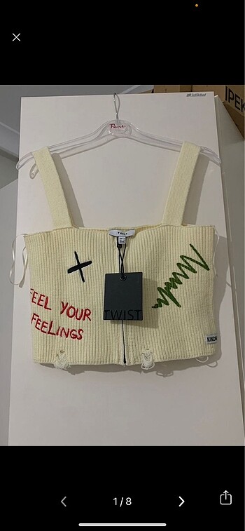 s Beden beyaz Renk Twist slogan detaylı crop