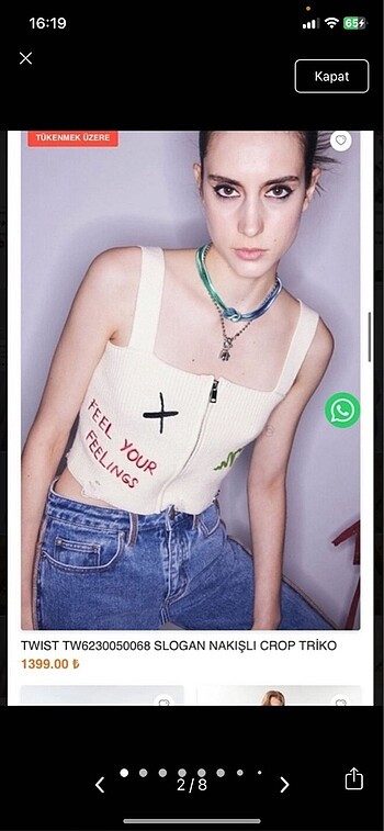 Twist Twist slogan detaylı crop
