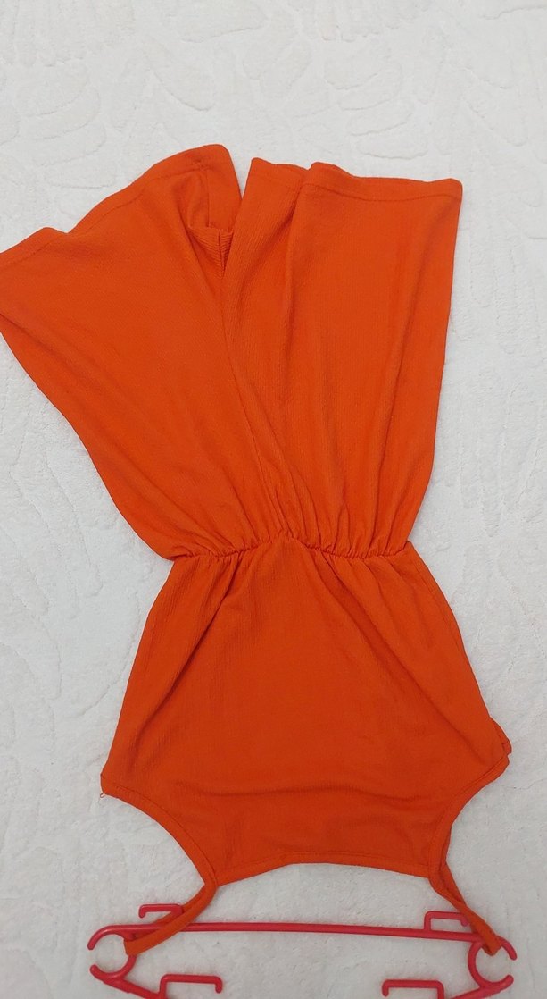 Kolsuz Kırmızı Mini Kadın Tulum - Görsel 2