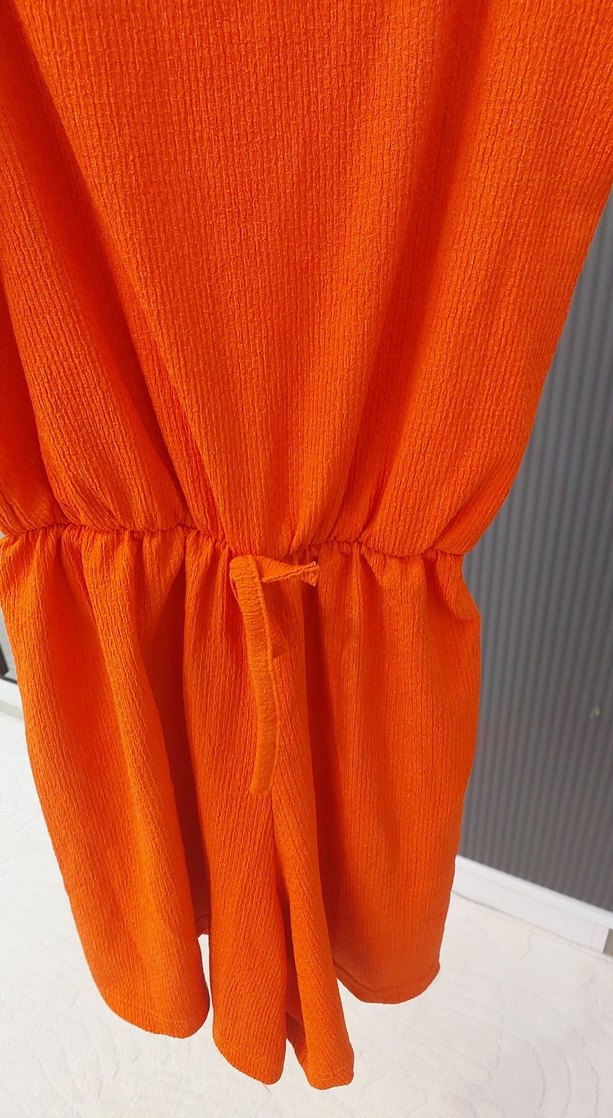 Kolsuz Kırmızı Mini Kadın Tulum - Görsel 3