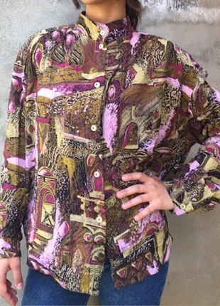 Markasız Ürün Vintage desenli vatkalı gömlek 80ler