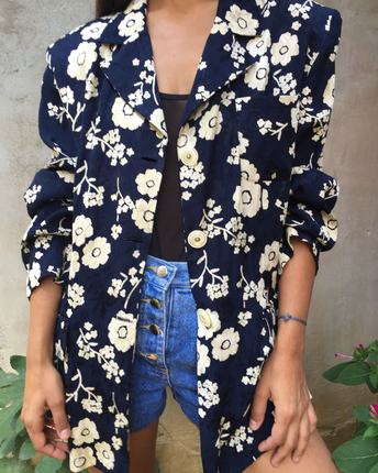 Vintage saten floral blazer