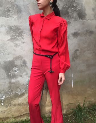 xs Beden Vintage kırmızı gömlek pantalon