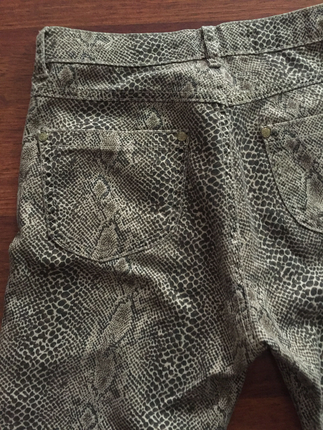 36 Beden kahverengi Renk Yılan derisi desenli skinny pantolon