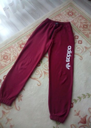 Bordo Adidas Rahat Kesim Eşofman Altı
