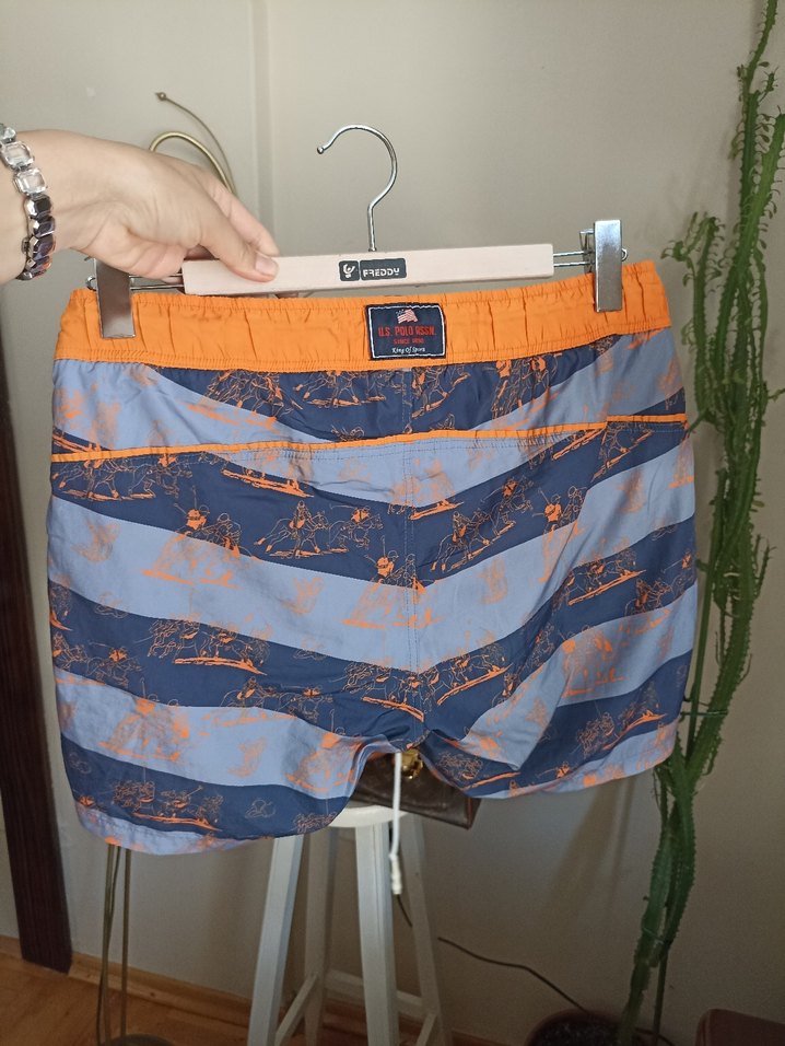 Bağcıklı Mavi Turuncu Erkek Mini Şort.
us polo - Görsel 2