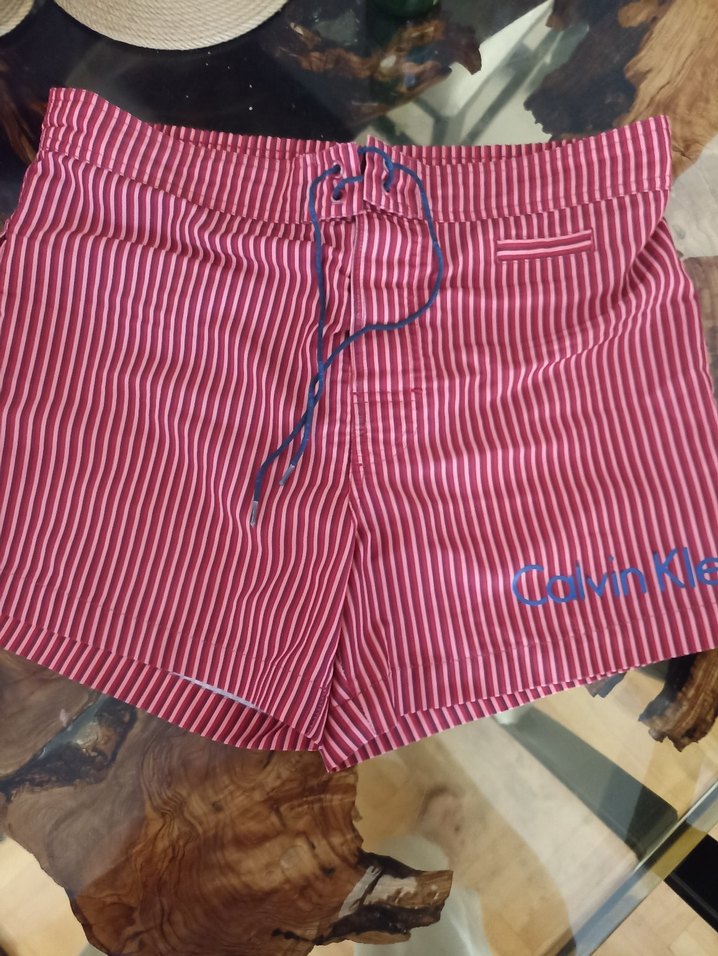 orjinal Calvin Klein Düğmeli Kırmızı Çizgili Erkek Mini Mayo - Görsel 2