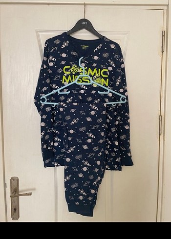 Uzun Kollu Mavi Erkek Çocuk Pijama Takımı