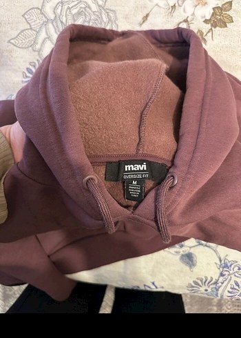 Mavi Jeans Bordo Kapüşonlu Mavi Baskılı Sweatshirt