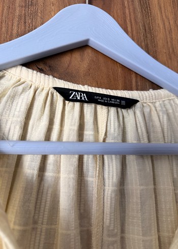 Zara Bej Keten Düğmeli Uzun Bohem Elbise