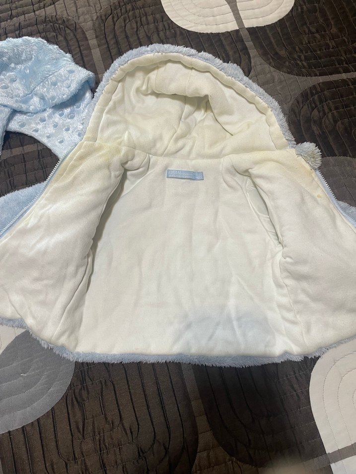 Mavi Peluş Bebek Montu ve Şapka - Görsel 2