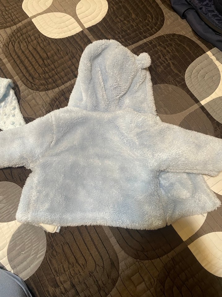 Mavi Peluş Bebek Montu ve Şapka - Görsel 5