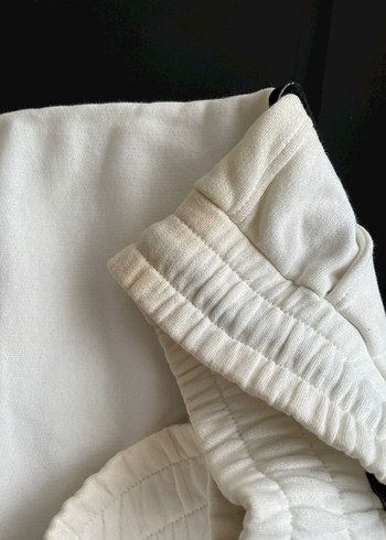 Kadın Beyaz Pamuklu Fermuarlı Eşofman Takımı - Görsel 5