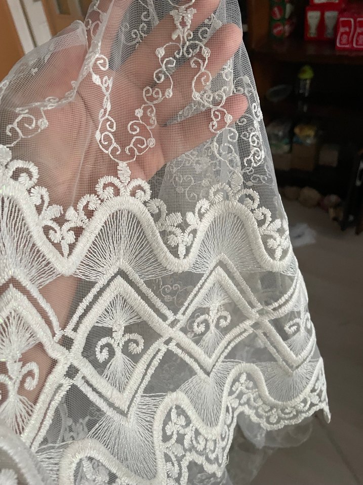 Bohem Nakışlı Beyaz Gri Tül Perde - Görsel 3