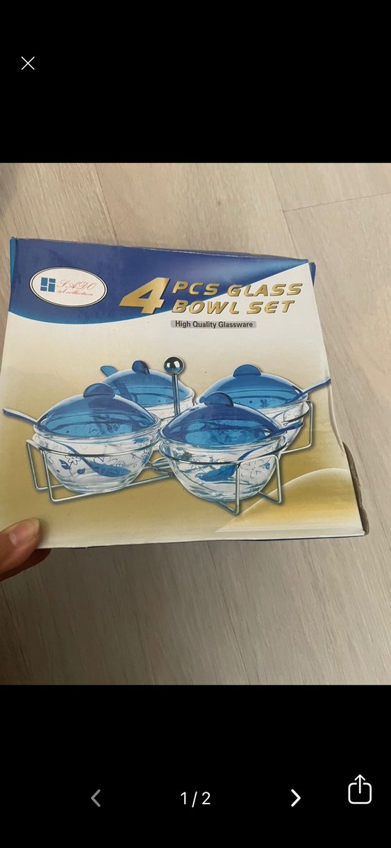 Mavi Desenli 4 Parça Cam Kase Seti - Görsel 2