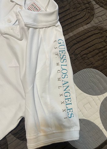 l Beden beyaz Renk Guess Beyaz Pamuklu Regular Fit Polo Tişört