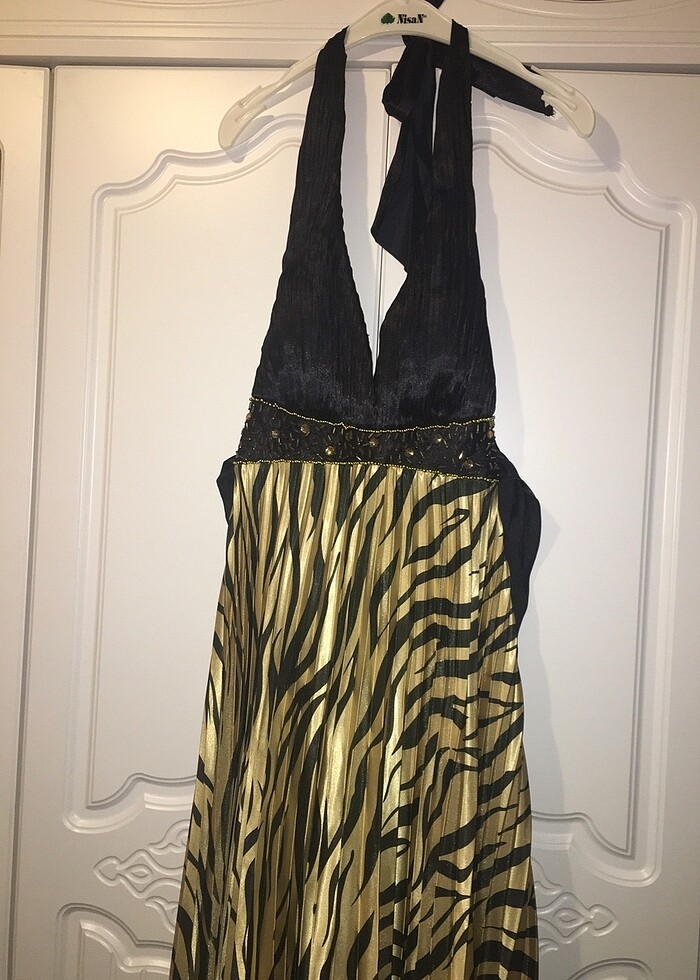 Zebra desenli saten abiye - Görsel 2