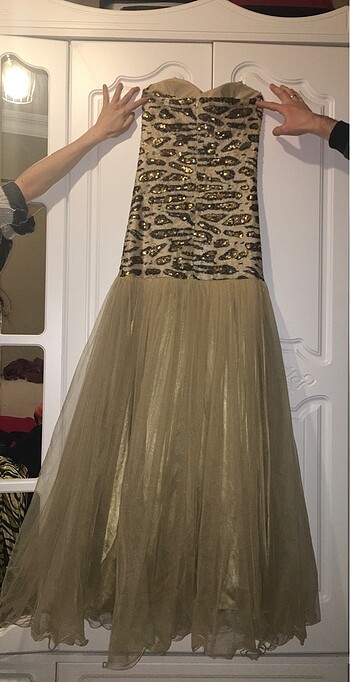 Leopar desenli payetli abiye - Görsel 2