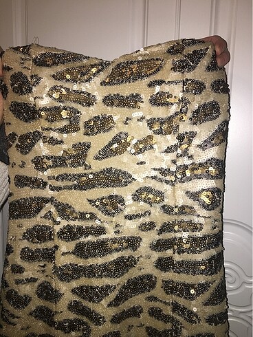 Leopar desenli payetli abiye - Görsel 3