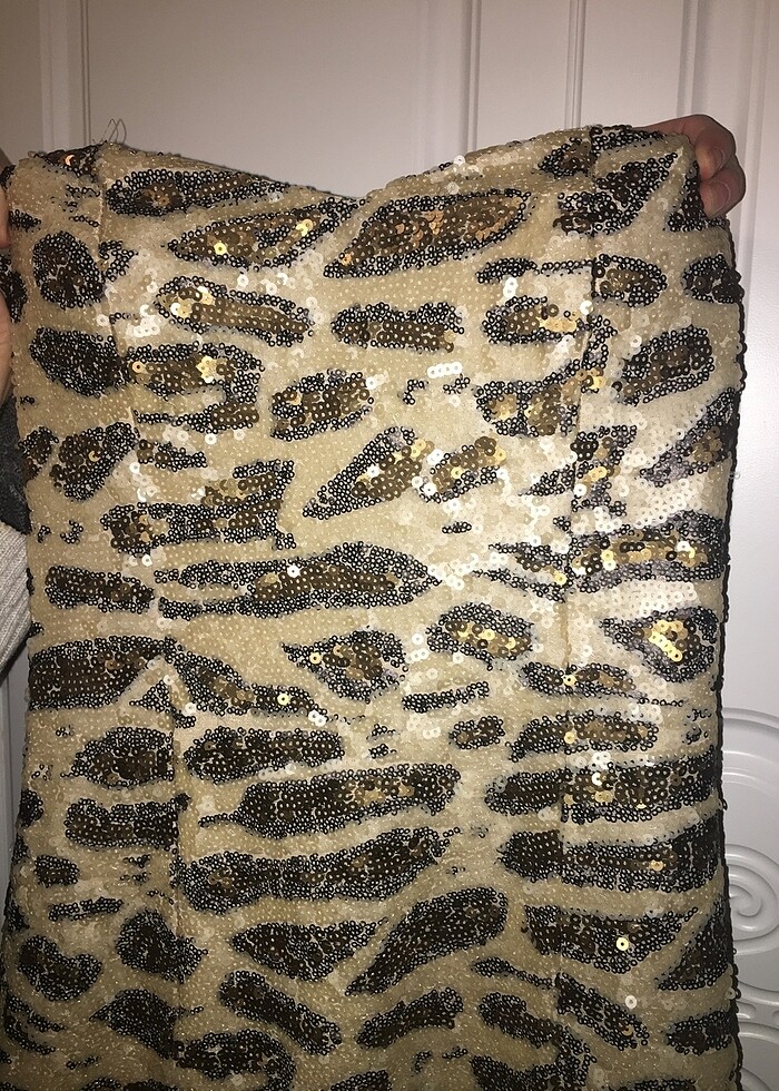 Leopar desenli payetli abiye - Görsel 3