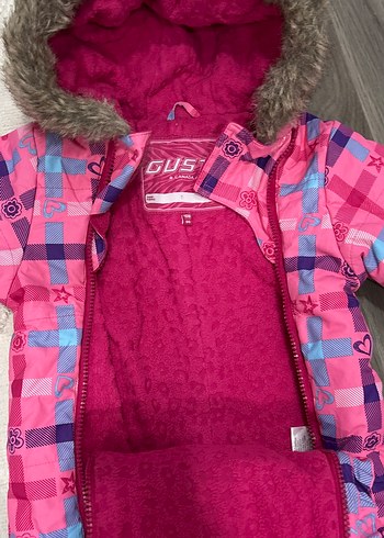 Kürklü, Renkli Desenli Pembe Bebek Tulumu - Görsel 2