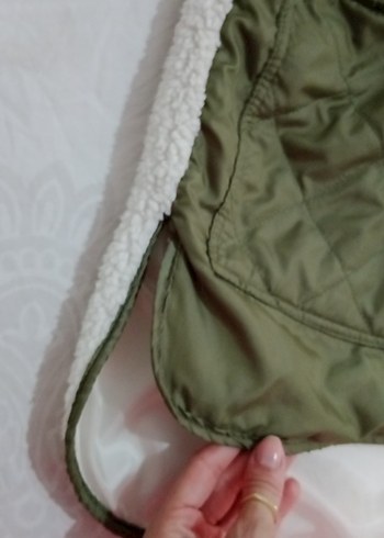m Beden haki Renk Düğmeli Kapüşonlu Bebek Kısa Kışlık Ceket