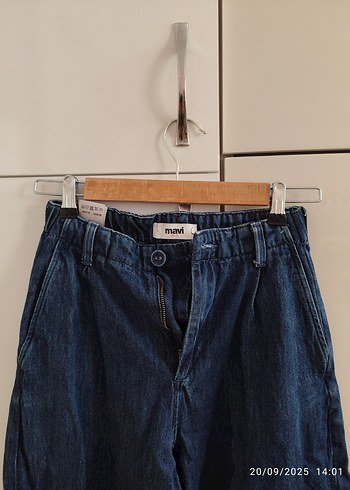 Mavi Jeans Lacivert Kemerli Geniş Kesim Midi Kot Pantolon