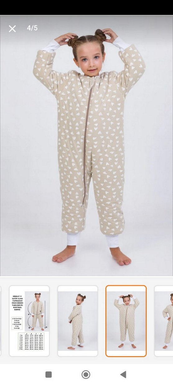 Fermuarlı Bebek Kız Tulumu Bej - Görsel 5