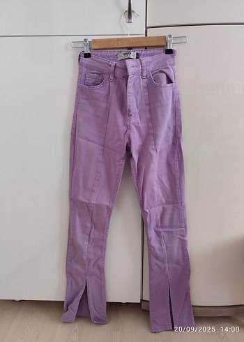Mor Midi Boy Rahat Kesim Kadın Kot Pantolon