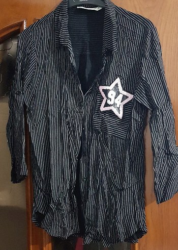 Düğmeli Siyah Kadın Gömlek - Görsel 2