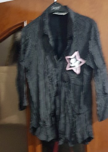 Düğmeli Siyah Kadın Gömlek - Görsel 3