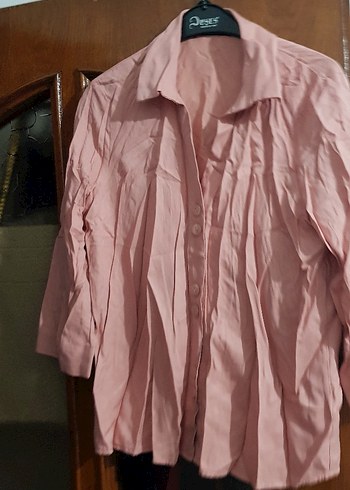 Pudra Renk Keten Düğmeli Gömlek - Görsel 2