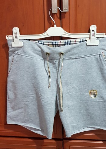 Gri Pamuklu Bel Detaylı Mini Şort - Görsel 2