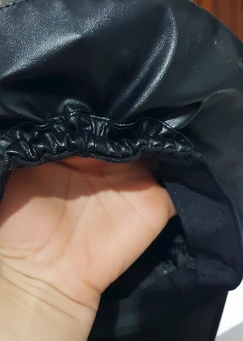 Siyah Deri Kadın Şapka - Görsel 4