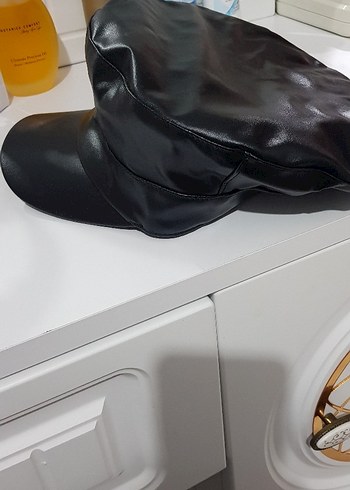 Siyah Deri Kadın Şapka - Görsel 3