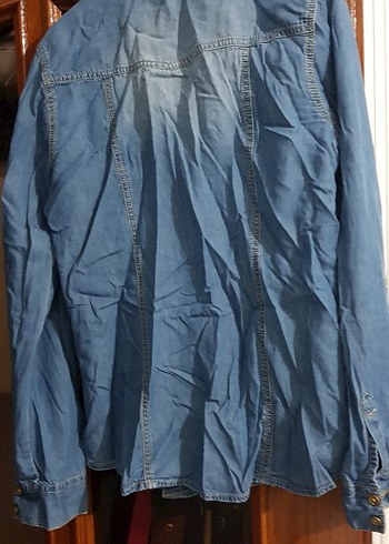 Mavi Düğmeli Denim Kadın Gömlek - Görsel 6