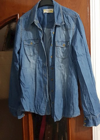 Mavi Düğmeli Denim Kadın Gömlek - Görsel 2