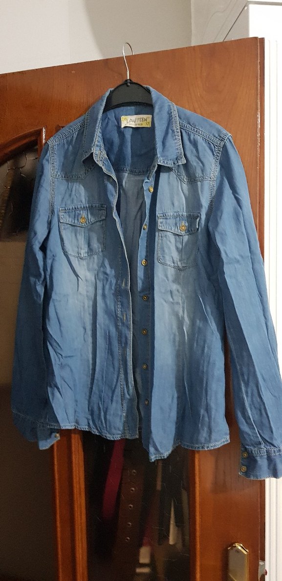 Mavi Düğmeli Denim Kadın Gömlek - Görsel 3