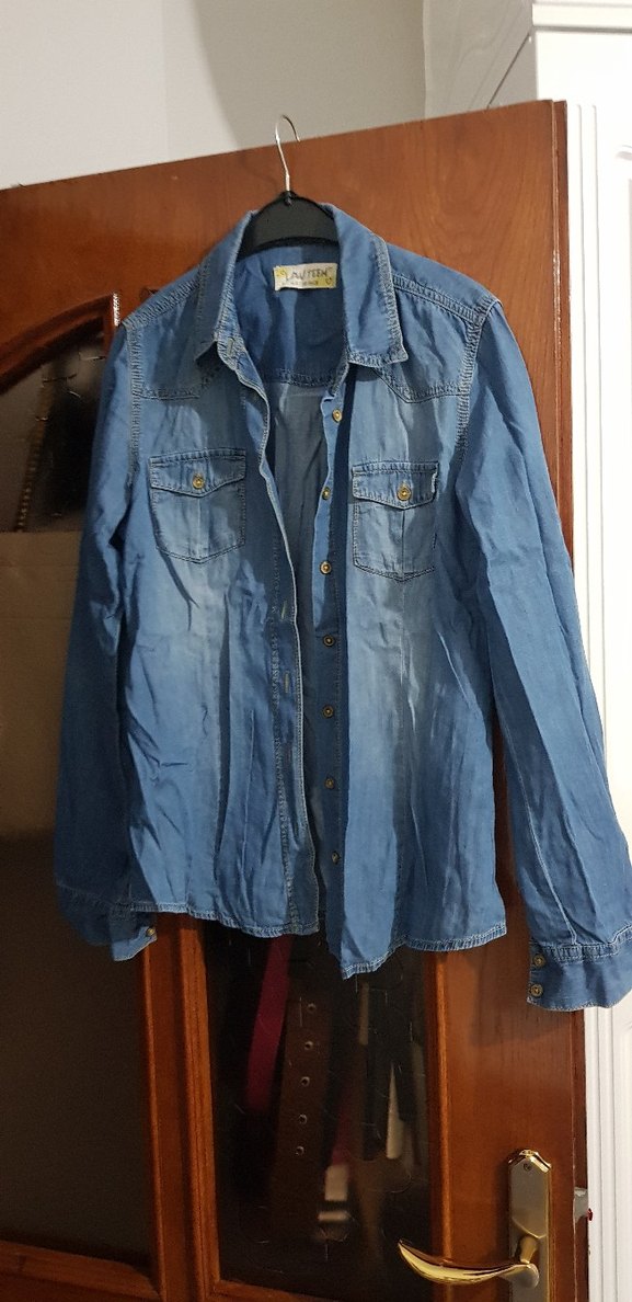 Mavi Düğmeli Denim Kadın Gömlek - Görsel 2