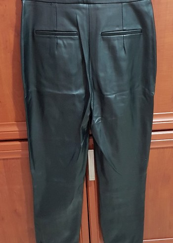 Kadın Siyah Deri Midi Pantolon - Görsel 5