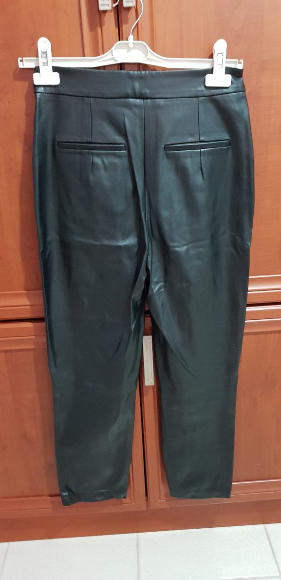 Kadın Siyah Deri Midi Pantolon - Görsel 5