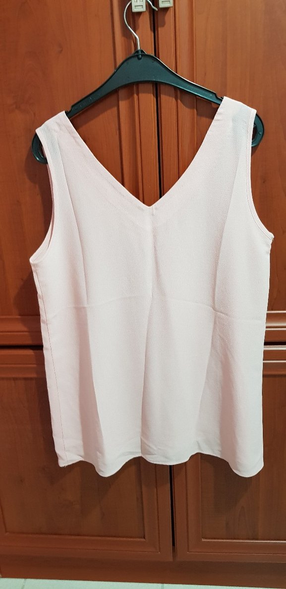 Pudra V Yakalı Kolsuz Kadın Bluz - Görsel 3