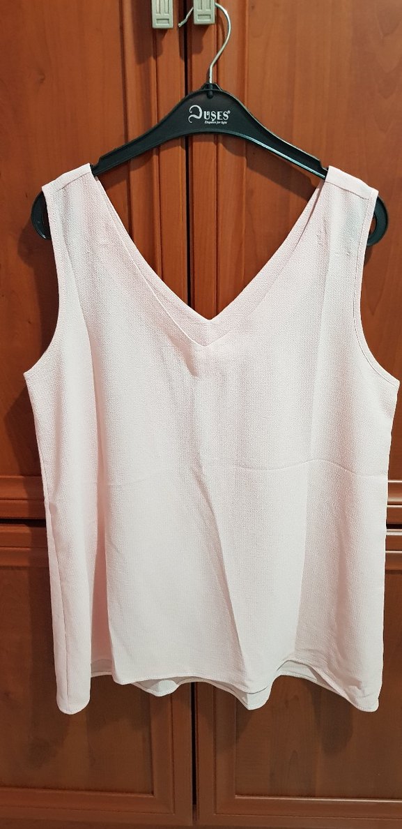 Pudra V Yakalı Kolsuz Kadın Bluz - Görsel 2