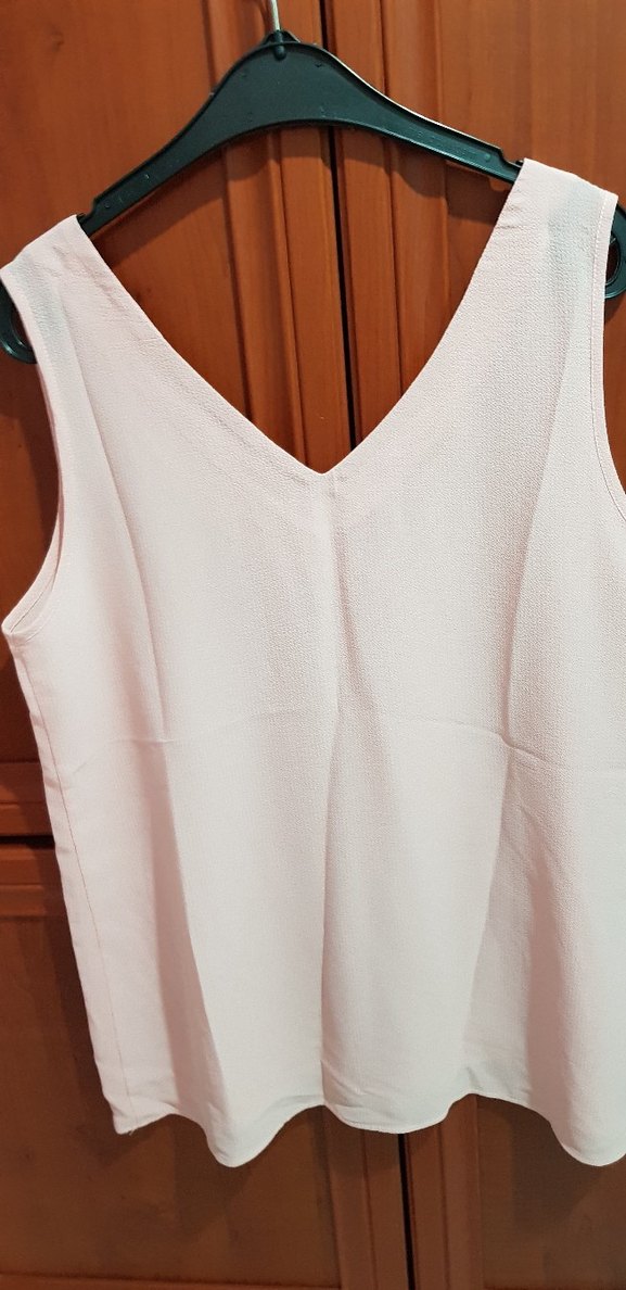 Pudra V Yakalı Kolsuz Kadın Bluz - Görsel 4