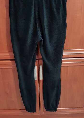 Siyah Peluş Kadın Rahat Eşofman, Pantolon Altı - Görsel 4