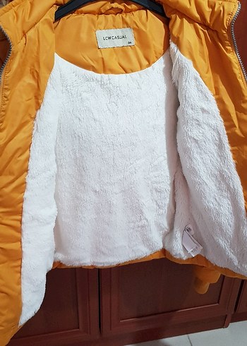 Sarı Kadın Mont, Kürklü, Günlük Kullanım - Görsel 5