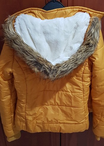 Sarı Kadın Mont, Kürklü, Günlük Kullanım - Görsel 8
